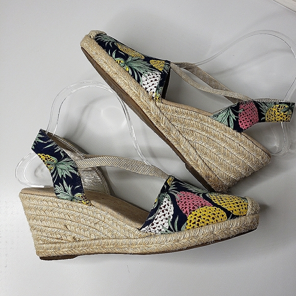Anne Kline iflex Textile Pineapple Jute Wrapped  Wedge Slingback Espadri… - Picture 5 of 12